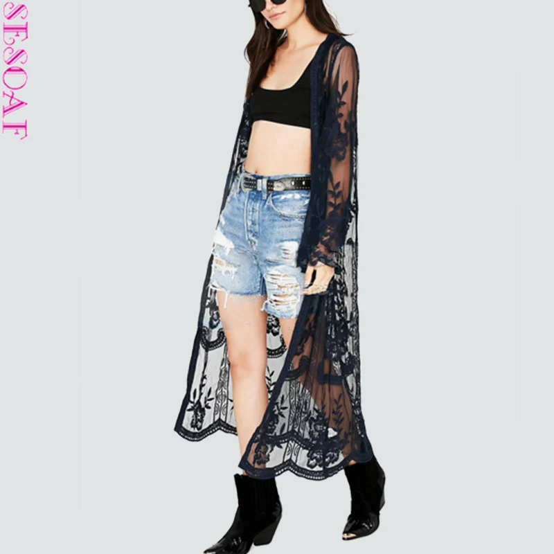 Новинка 2019 года летний кардиган кимоно Пляжная накидка женские блузки с вышивкой