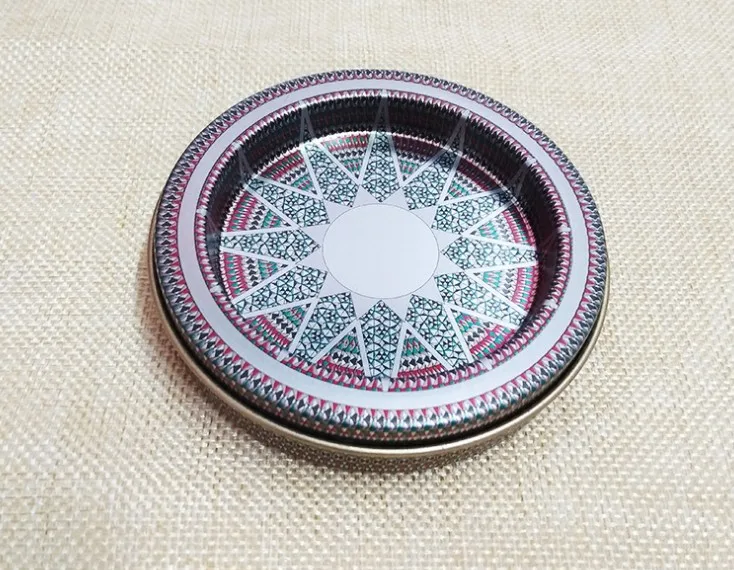Размер: диаметр 92x20 мм Оловянная коробка из шафрана для фотографий или 10 г