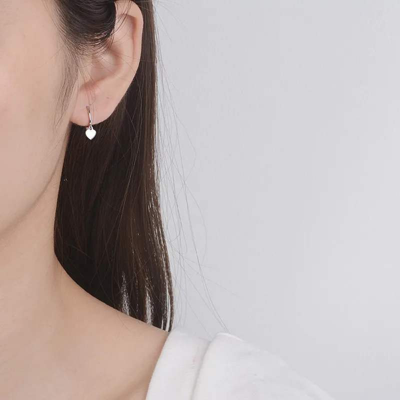 

High quality s925 sterling silver heart pendant earrings ladies fashion simple small fresh earrings jewelry gift 6-ES3155