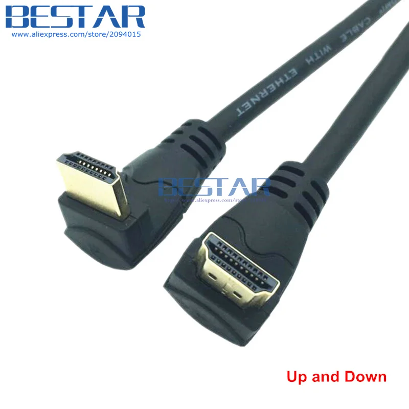 (100 шт./лот) HDMI 2 0 Угловой кабель 4K * 2K @ 60HZ вниз или вверх V штырь Удлинительный 30 см 1