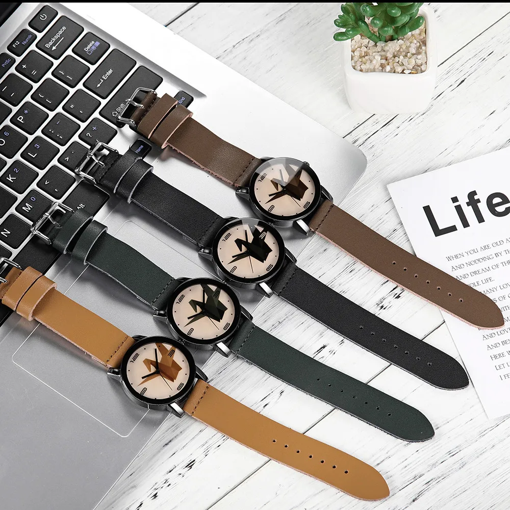 Мужские кварцевые часы в стиле милитари с большим циферблатом кожаные