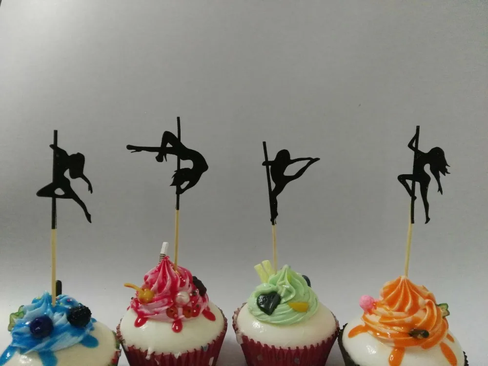 Блестящие сексуальные силуэты для танцев на шесте топперы кексов девичника