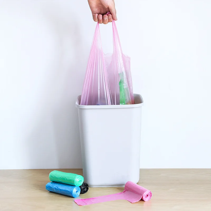 Портативная ручка жилет стиль мешки для мусора Большой размер одноразовый