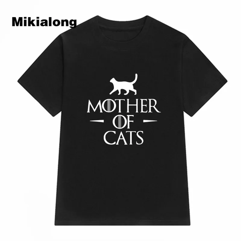 Женская футболка с принтом кошки черная или белая матери лето 2019|cat t shirt|camisetas mujertee
