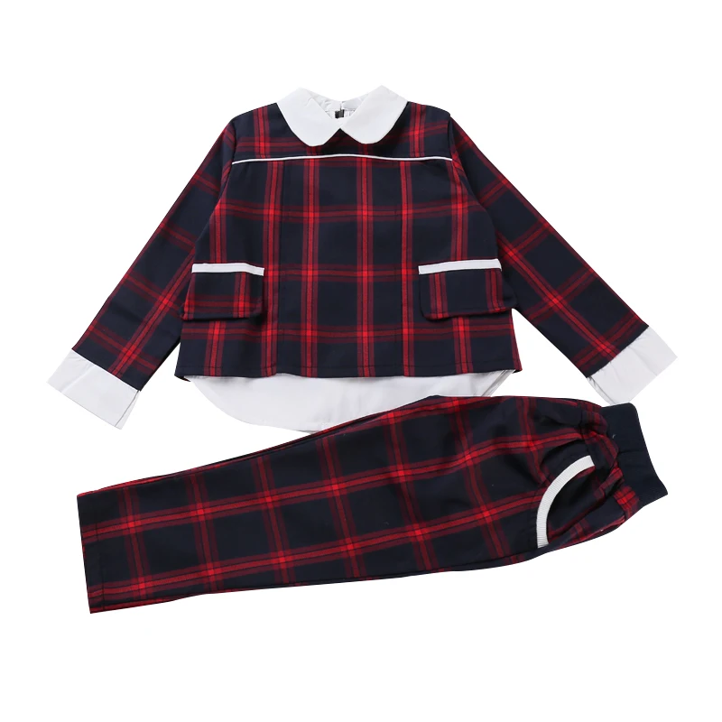 Комплект одежды для девочек детский спортивный костюм в клетку 2018 весенний