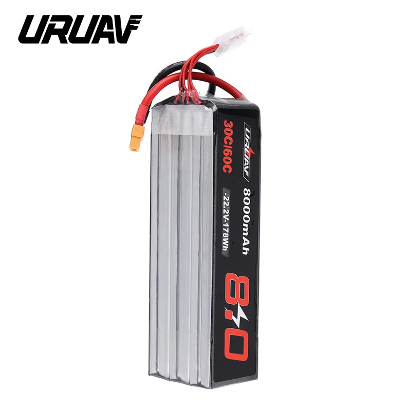URUAV 30/60C 6 S XT60 Plug 22,2 V 8000 mAh литий-полимерный Батарея для Квадрокоптер с дистанционным управлением Дрон квадкоптер с управлением с видом от первого лица запасные Запчасти аксессуары "сделай сам" - Цвет: 1PCS