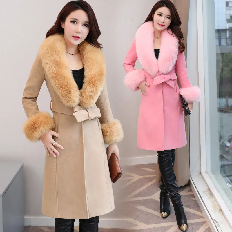 Fashion Warm Women Long Wool Blend Coat Solid Cashmere Jacket Slim Single Breasted Ladies Coats | Женская одежда