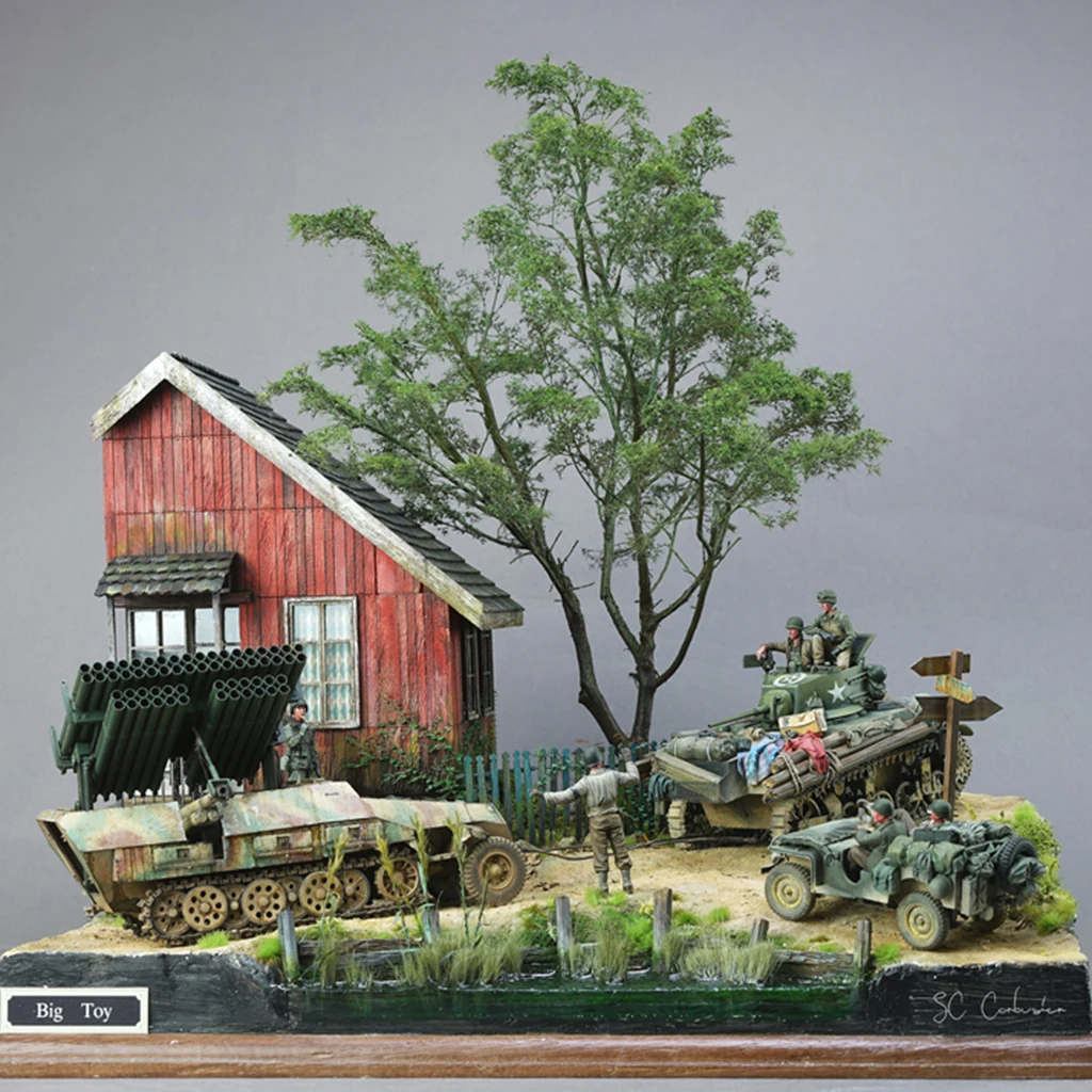 1/35 масштаб Второй мировой войны солдат деревянная кабина разрушенный угол дом