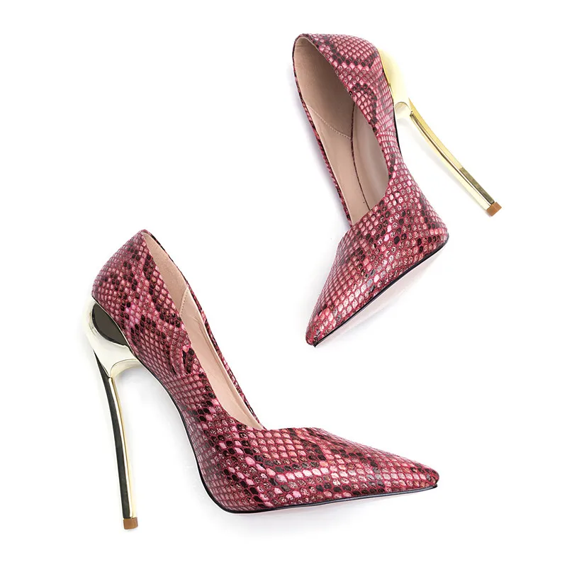 KEAIQIANJINStiletto для женщин Туфли на каблуке из змеиной кожи свадебные туфли высоком