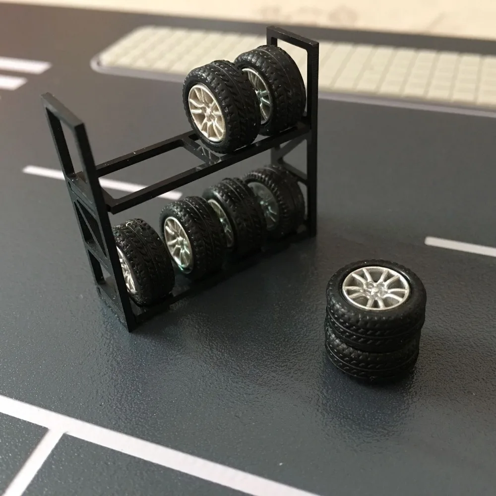 8 шт. автомобильные шины Модель с полкой 1: 64 масштаб автомобиля колеса Модель игрушки