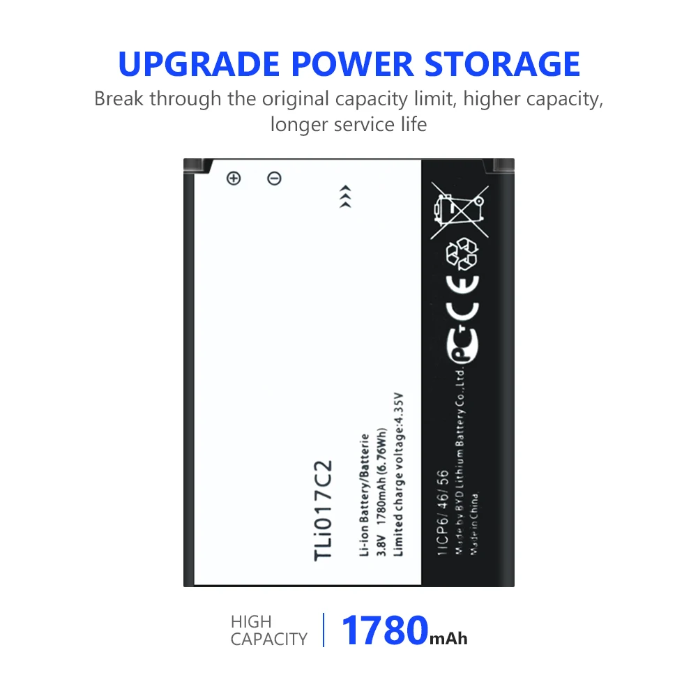 1780 мА/ч TLi017C2 Батарея для чехол с откидной крышкой Alcatel One Touch PIXI 3 4 5 &quot5019D 5017X 5027B