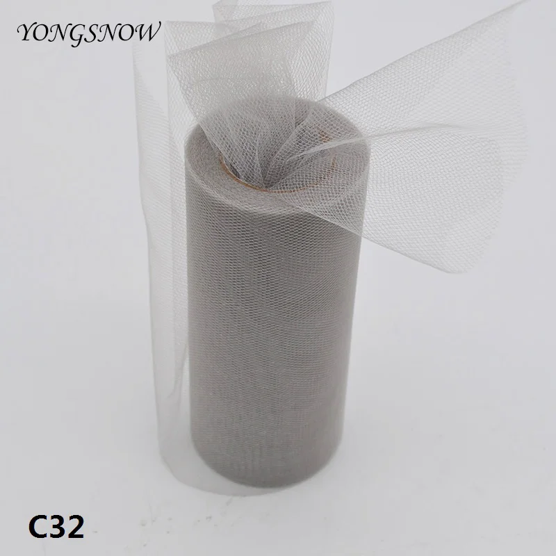 15cm C32 25 ярдов 15 см Тюль в рулонах для свадьбы украшение рулон ткани ремесло Тюлевая пачка платье DIY шелковые органза вечерние поставки - Цвет: 15cm C32
