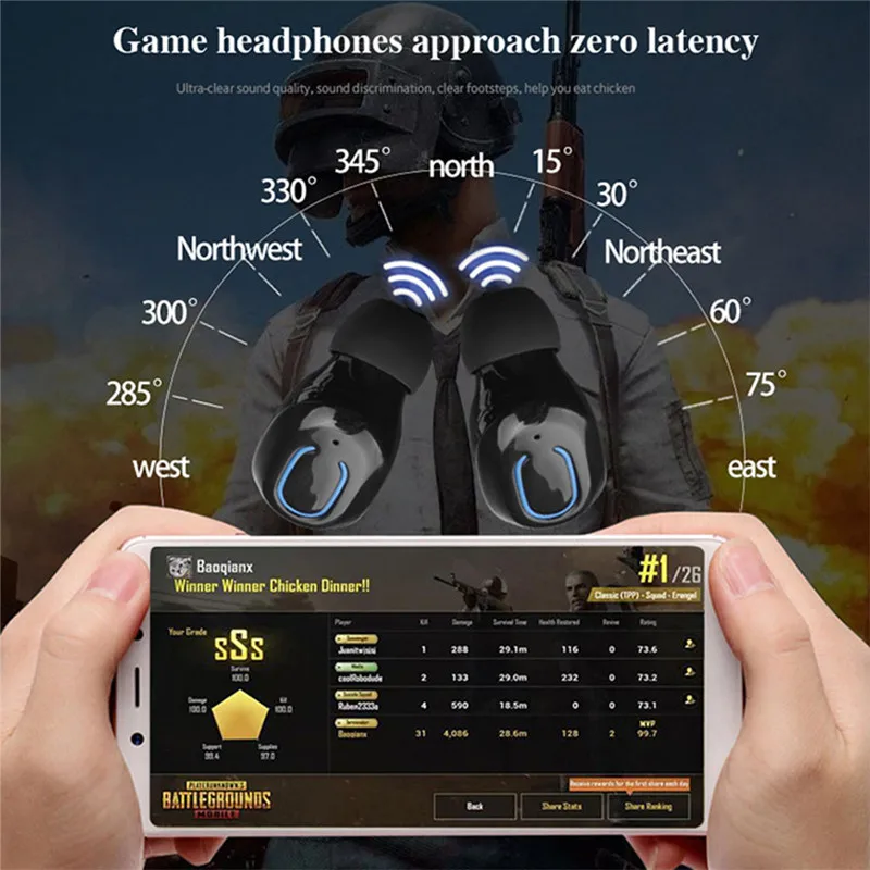 TEAMYO TI8S TWS Bluetooth Earphones 5.0 Mini Wireless Headphone Stereo Earbuds in-ear Bass Headset for xiaomi iPhone Samsung | Электроника