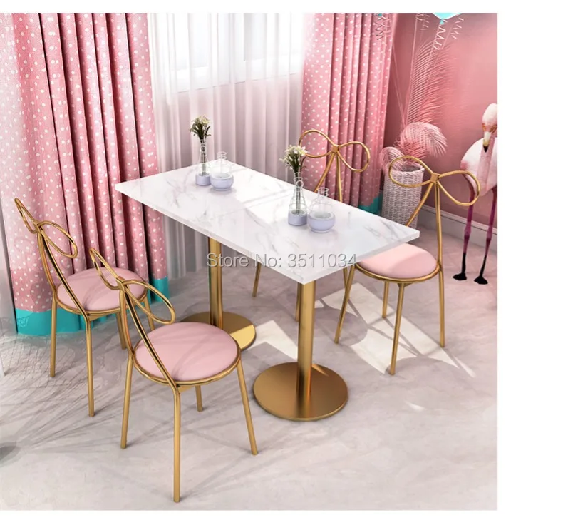 Princess bar chiar Bar stool Flannelette cushion backrest refreshing net red ins dessert restaurant economical Nordic chair