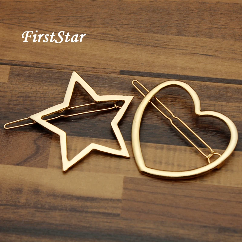 Зажим для волос FirstStar в форме сердца милая золотистая Металлическая Заколка