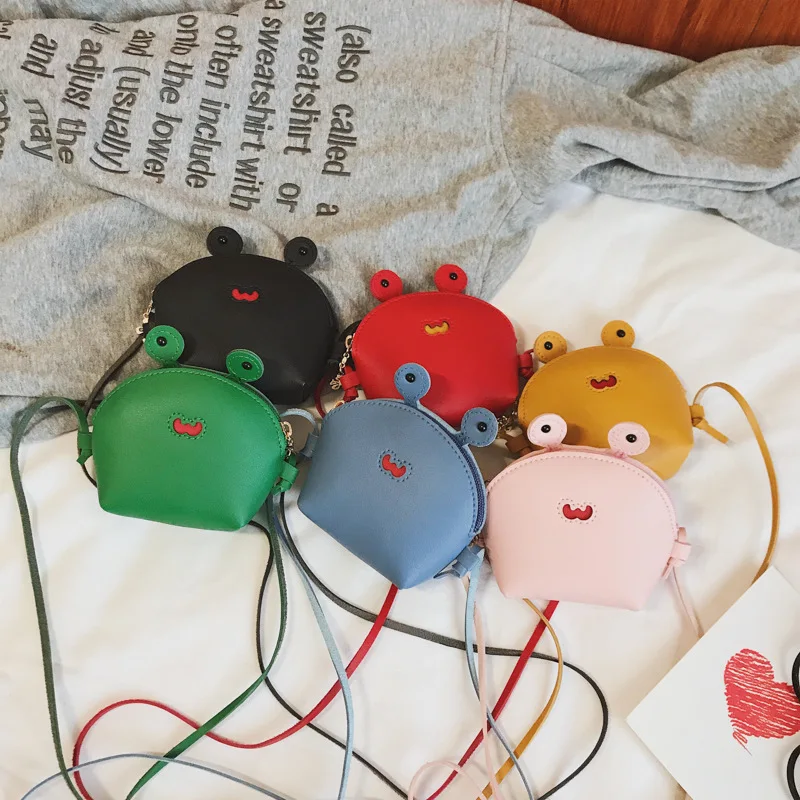 

Lovely Children's Coin Purse Boys Mini Animal Frog Crab Baby Shoulder Bag Soft PU Leather Girls Creative Zipper Messenger Bags