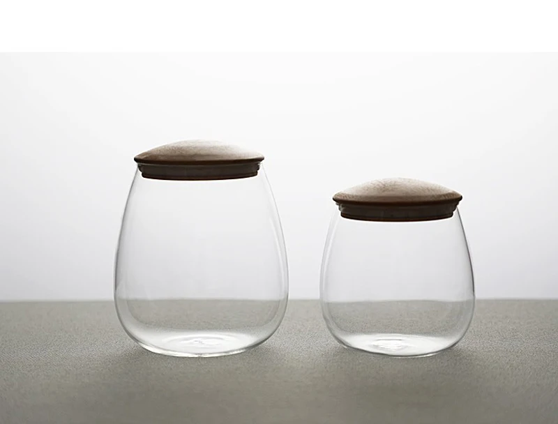 Уникальная стеклянная бутылка для хранения в скандинавском стиле с деревянной крышкой, минималистичный контейнер для хранения банок, контейнер для еды для кухни и дома