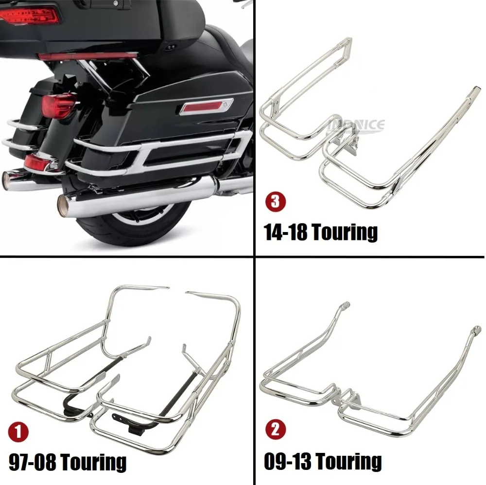 Для harley touring модели хромированная защита седельной сумки рейку улица дорога electra glide Ультра дорога король наличные бар крепление 1997