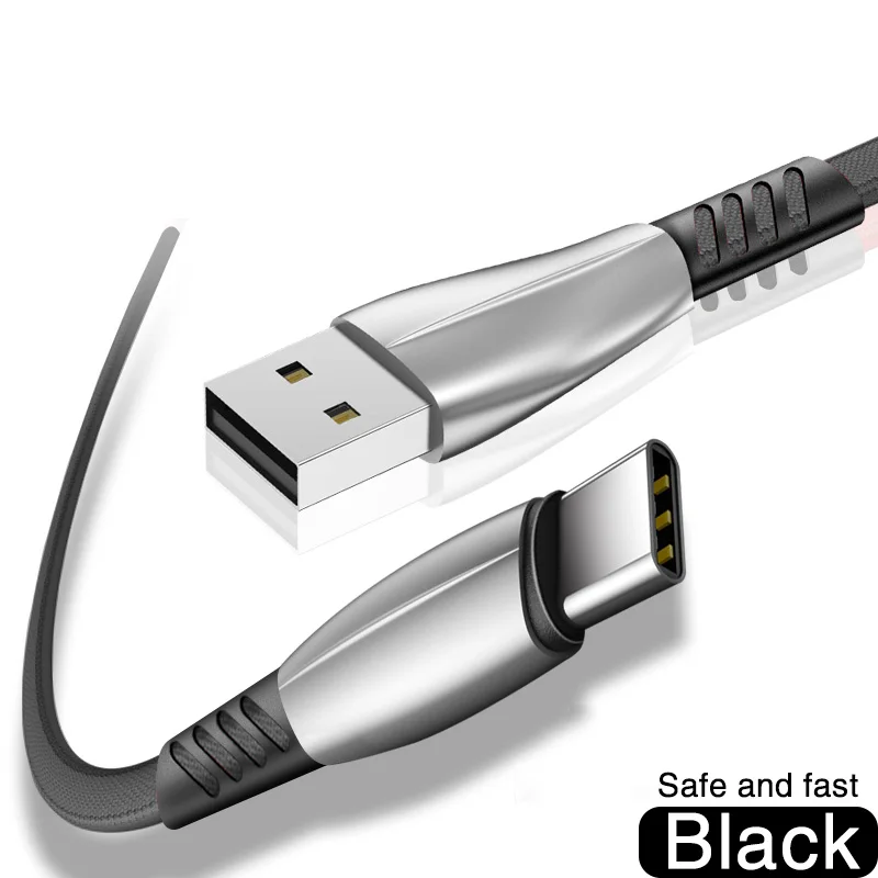 PLV кабель type-C USB для быстрой зарядки samsung S9 S8 S10 кабель для быстрой зарядки huawei P30 кабель для быстрой зарядки type-C для мобильных телефонов - Цвет: Black