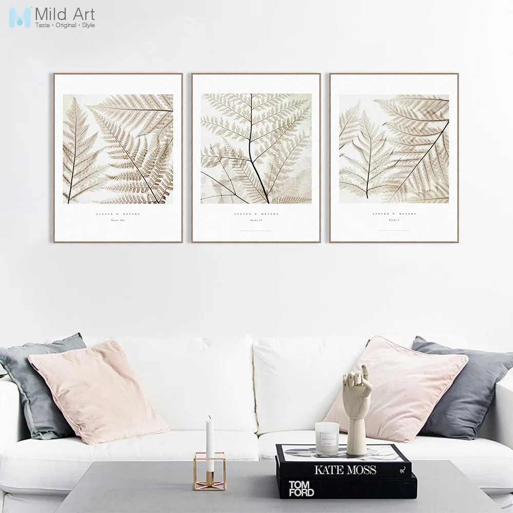 Современные минималистичные растения листья хлопок A4 большой холст