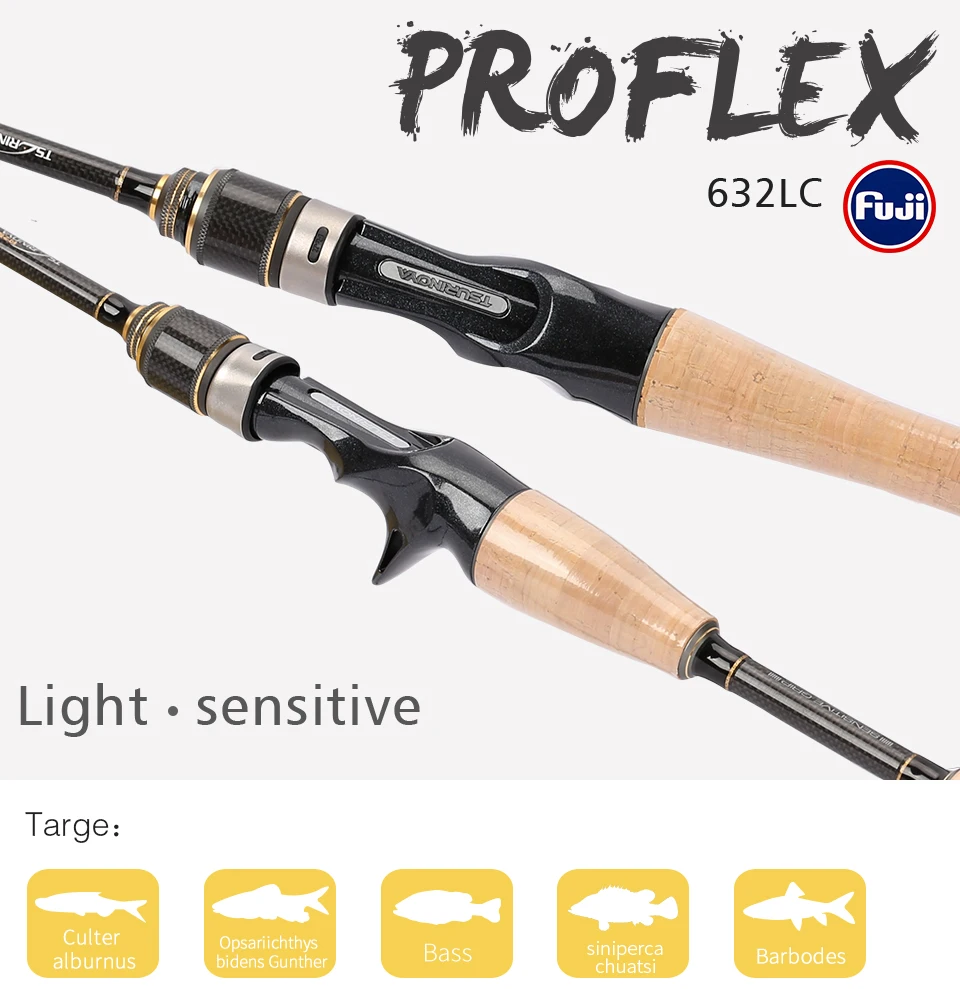 TSURINOYA для рыбалки стержень PROFLEX 1,91 м 632LC литейный стержень FUJI направляющие кольца FUJI катушкодержатель приманки с высоким содержанием углерода приманка стержень
