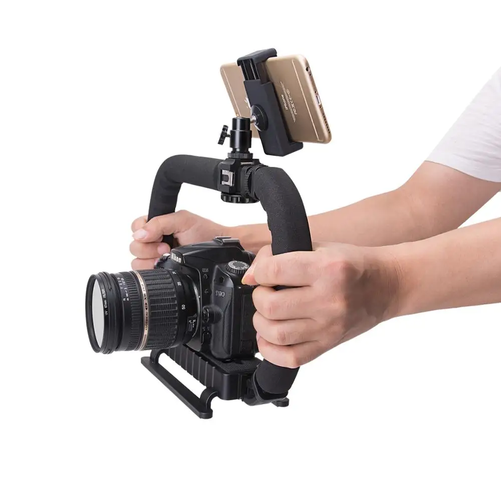 Мобильный стабилизатор C-образной формы с двойной ручкой для камеры Steadicam Mount Rig для iPhone X XS MAX 8 Xiaomi Mi A2 Lite Huawei Mate 20 и др.
