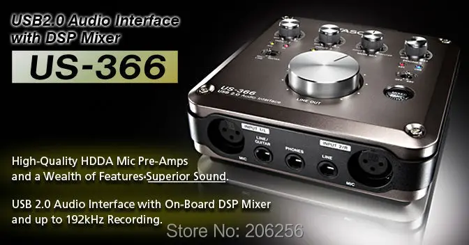 Дешевый промоушен Tascam us 366 USB аудио интерфейс с бортовым микшер DSP 4 в out звуковая