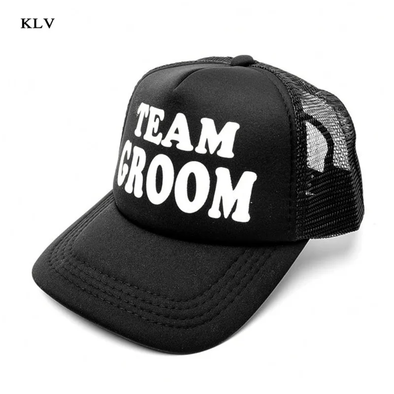 Team Black Жениха drinking Team принт Кепка-тракер в Для мужчин хип-хоп Snapback Регулируемая бейсбольная сетчатая Кепка Свадебная вечеринка в клубе реквизит подарок - Цвет: Team Black