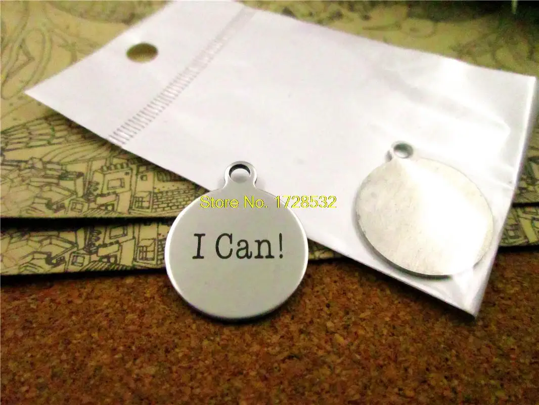 Круглые Подвески Я могу! из нержавеющей стали 20 мм одна сторона сделай сам|charm