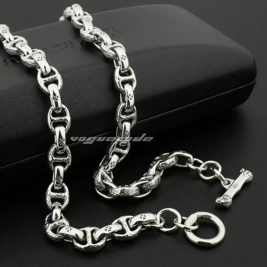 Огромное тяжелое мужское байкерское ожерелье из стерлингового серебра 925 пробы в