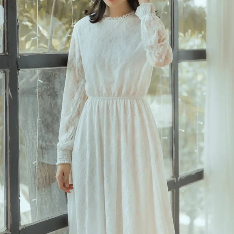 Kymakutu элегантный Кружево платье линия Твердые Vestidos Mujer o Средства ухода за кожей