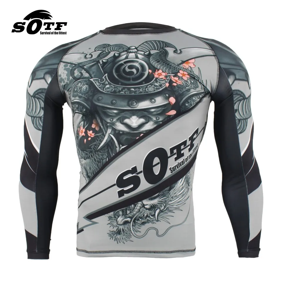 Only Shirts Набор для бокса, компрессионная футболка и штаны, 3D Рисунок волка, Рашгард, кикбоксинг, плотные длинные футболки, брюки, Муай Тай, MMA Fightwear - Цвет: Only Shirts