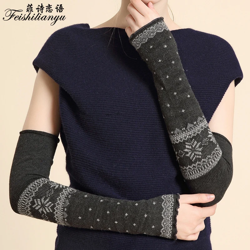 2018 теплые длинные перчатки женские гетры новые модные половинки варежки с