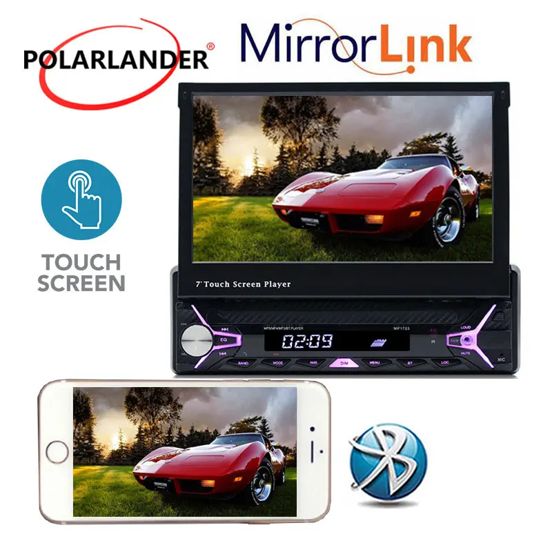 7 &quotHD 1 Din wifi Авторадио Bluetooth дюймов Mp5 MP3/USB/SD карта Сенсорное Зеркало Ссылка радио