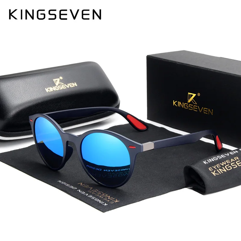 Мужские и женские круглые очки KINGSEVEN дизайнерские поляризационные