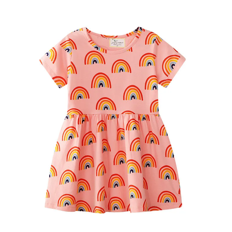 Детское летнее Хлопковое платье в полоску с изображением прыгающих метров для