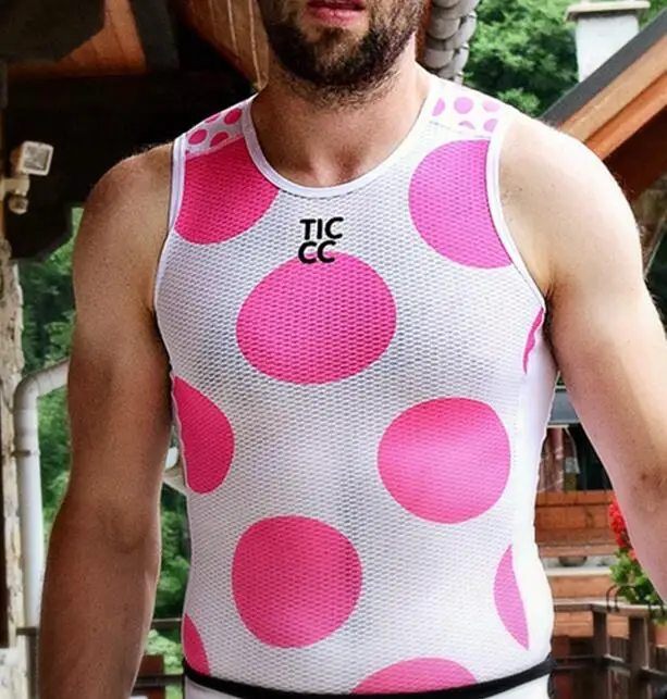 Pink sleeveless Команда RC Велоспорт baselayer мужские полосатые велосипедные трусы велосипедиста розовый и черный сетка спортивная одежда из полиэстера Капа де база де Малла - Цвет: Pink sleeveless