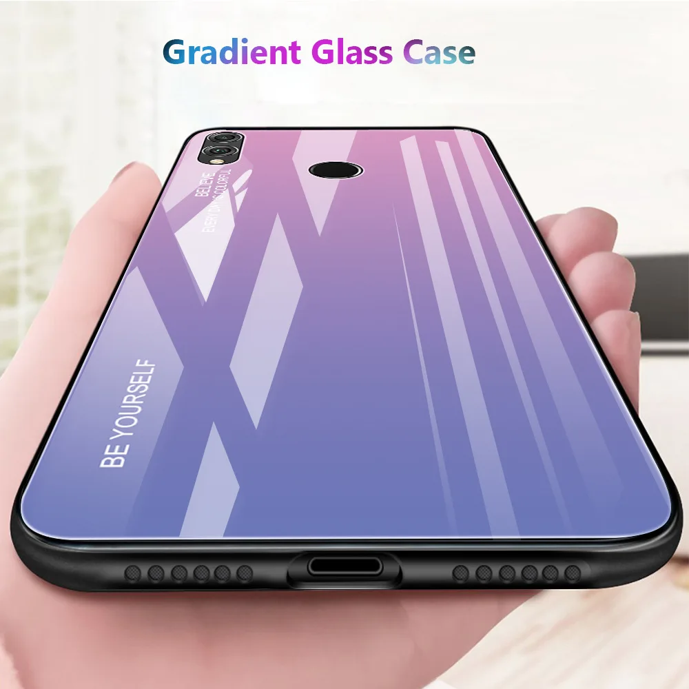 Чехол из закаленного стекла для Huawei Honor 10 9 Lite 8X Max P Smart 2019 роскошный градиентный