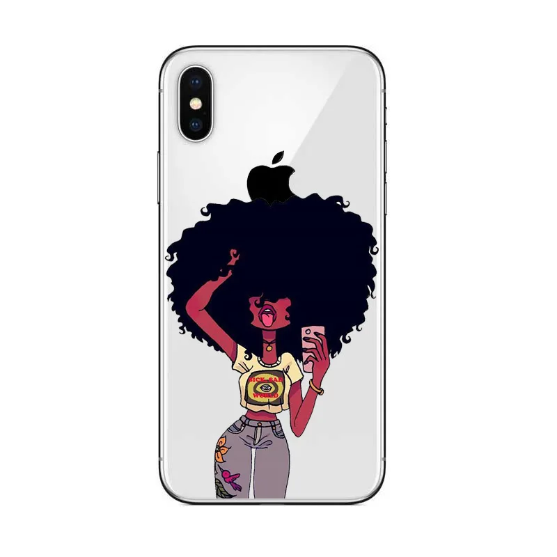Afro Black Girl Magic Melanin Poppin Phone Case For iPhone X 8 7 6 6S Plus 5S SE Soft TPU Silicone Cover 8Plus |