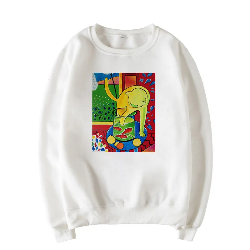 Matisse Art, зимние повседневные топы с мультяшным принтом, большие размеры, свободные топы с длинными рукавами, толстовка, женская новая забавная Толстовка Ulzzang Harajuku
