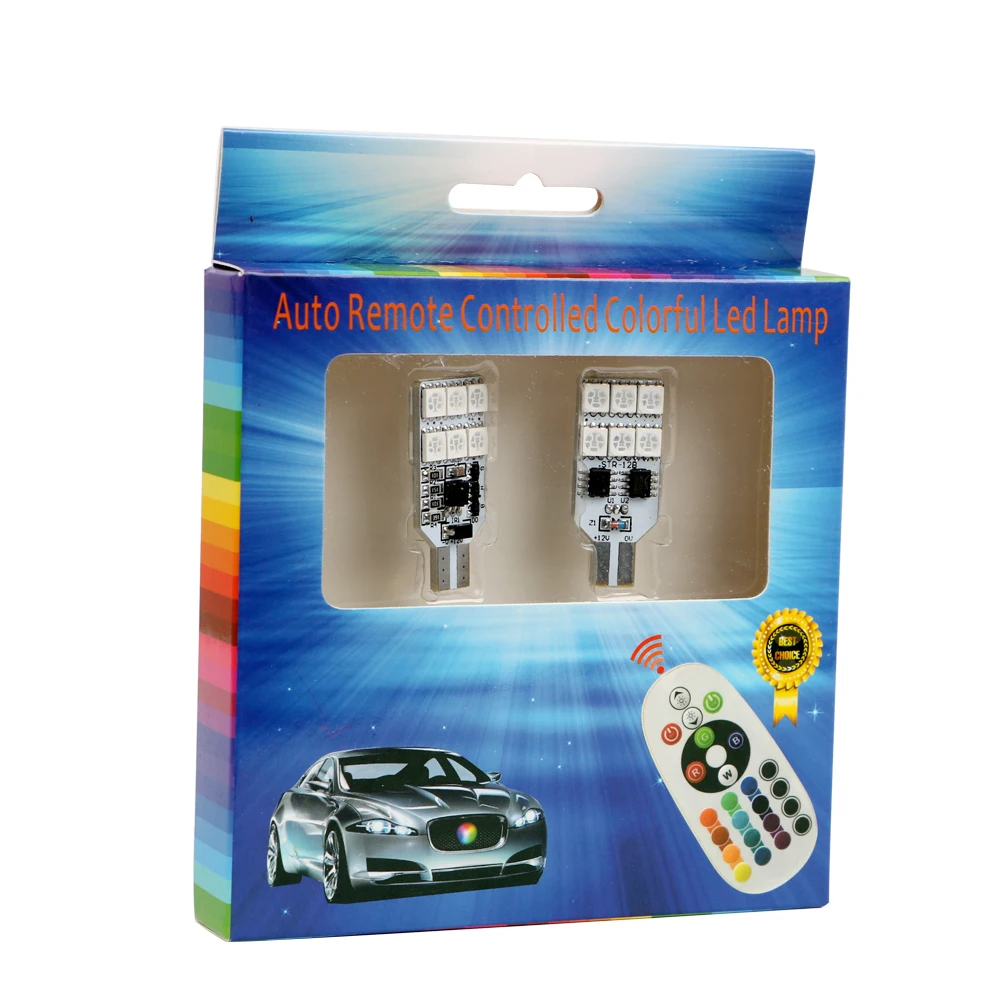 LEEPEE 2 шт./компл. T10 SMD 5050 W5W RGBW светодиодный светильник на танкетке с пультом