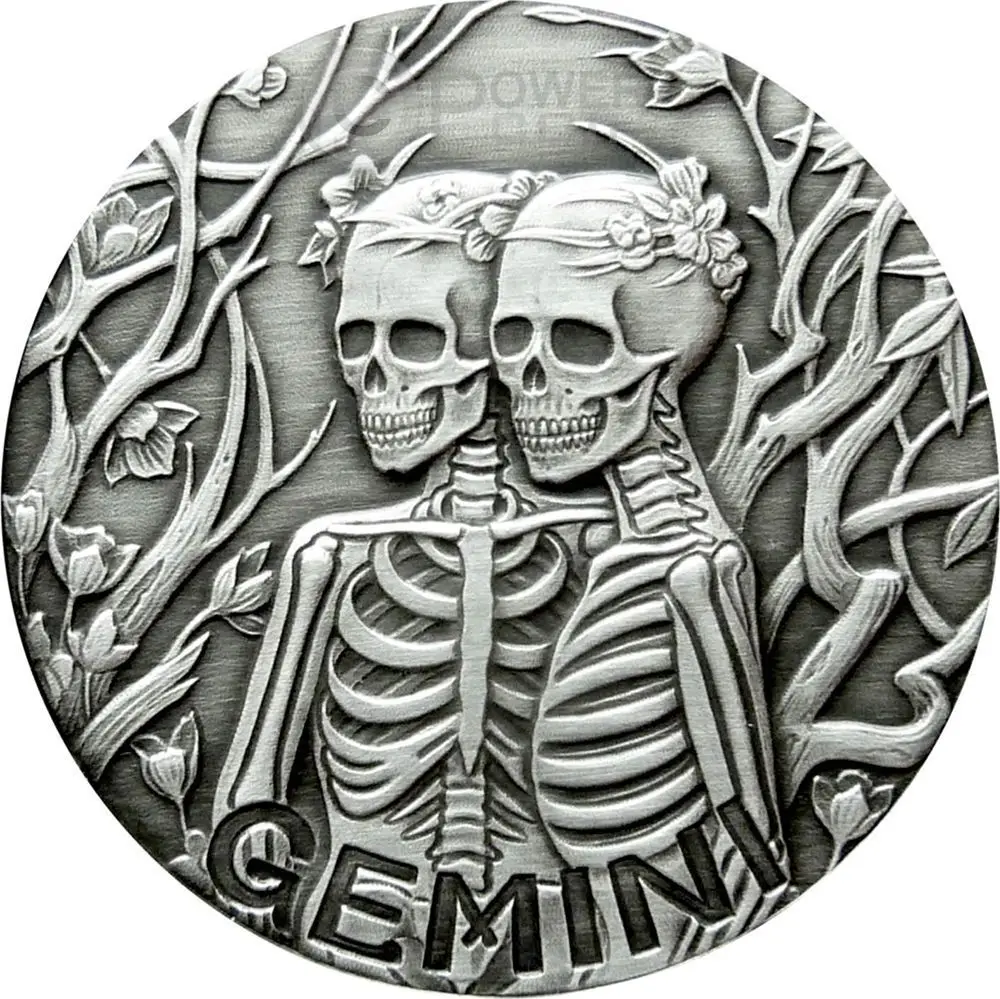 GEMINI Memento Mori Zodiac череп медная монета 2015 50 шт./лот бесплатная доставка|lot lot|coin coinscoin