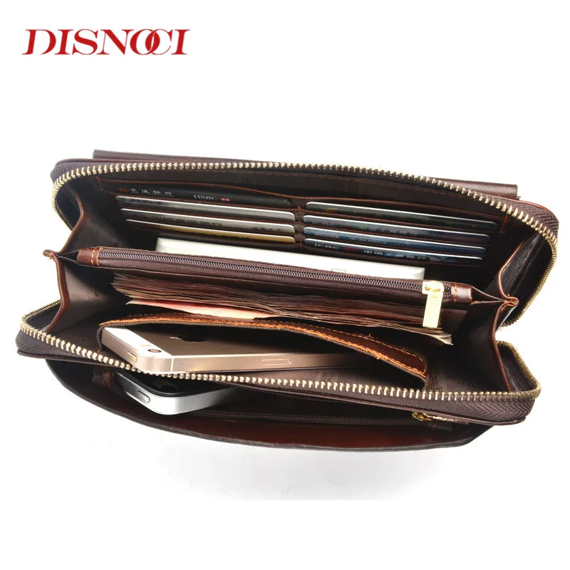 Кошелек DISNOCI из натуральной кожи на молнии вместительный клатч простой