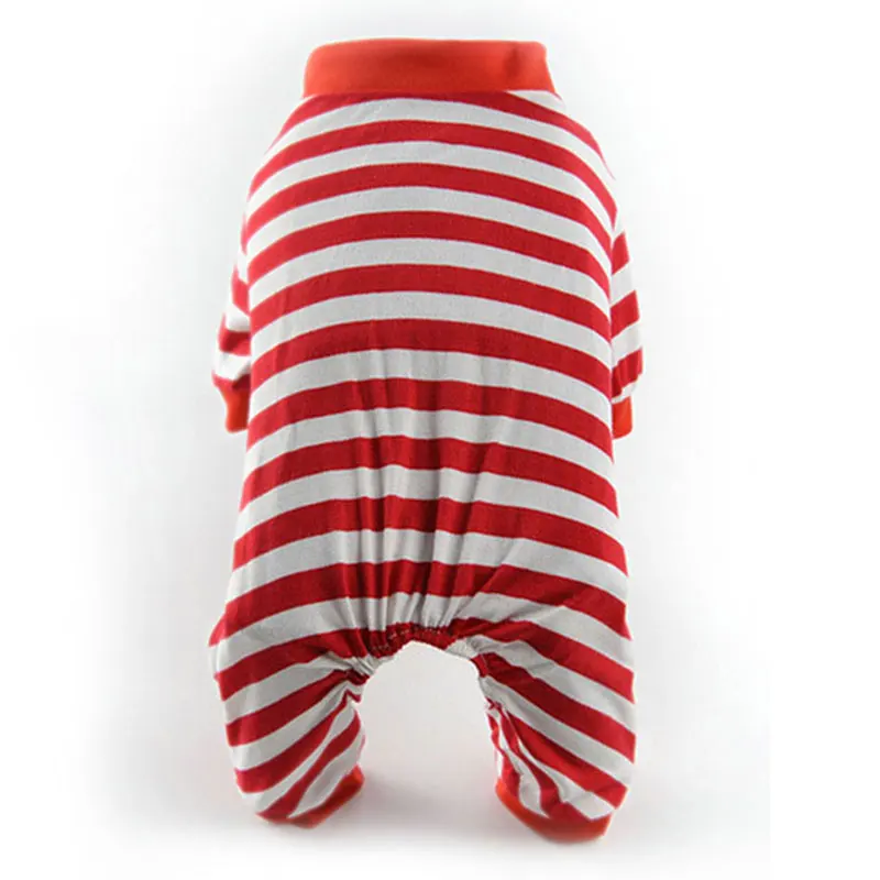 Полосатый комбинезон для животных Пижама теплое пальто собаки хлопковая Ночная