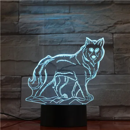 

Wolf Animal 3D Lamp USB Night Light LED RGB Lighting Luminaria Table Kids Birthday Christmas Gifts Home Decorative AS1644