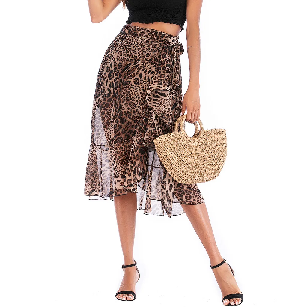 Faldas Mujer Moda 2019 шифоновая юбка женская трапециевидная трапеция с высокой талией