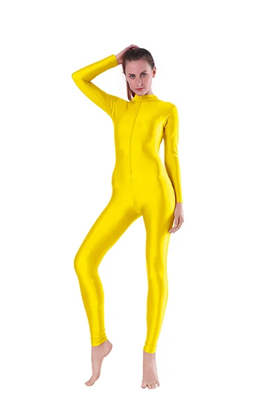 Цвет: желтый AOYLISEY, для взрослых, для танцев, с длинным рукавом, комбинезон для женщин, Комбинезоны из спандекса, костюм, цельный, водолазка, гимнастический костюм, мужская Одежда для танцев - Цвет: Цвет: желтый