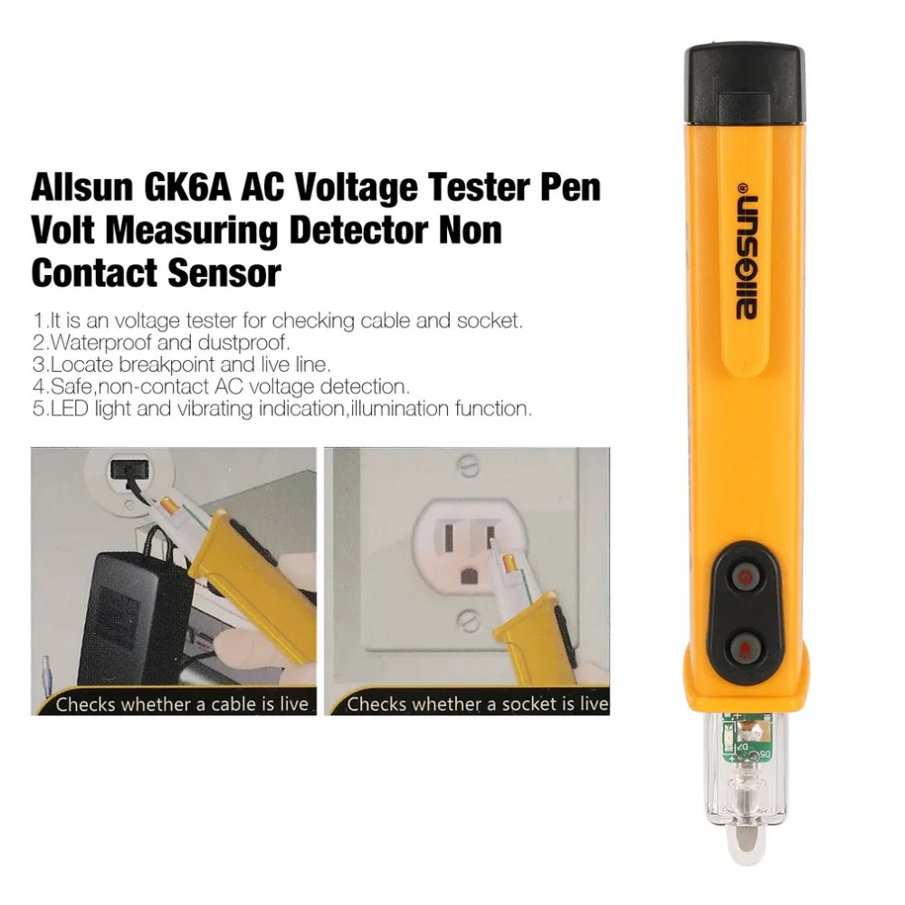 Allsun GK6A AC Цифровой Тестер Напряжения Ручка вольт измерительный индикатор