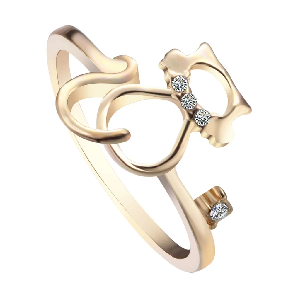 Женское Винтажное кольцо QIAMNI вечерние кольца в стиле бохо с котятами и фианитами