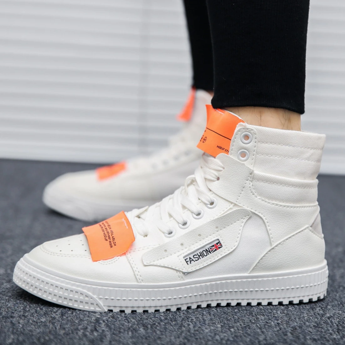 Men's Casual PU Shoes Non-slip High-Top Comfortable Fashion Summer Autumn Flat Outdoor Walking Trainers Sneakers Size:39-44 | Обувь
